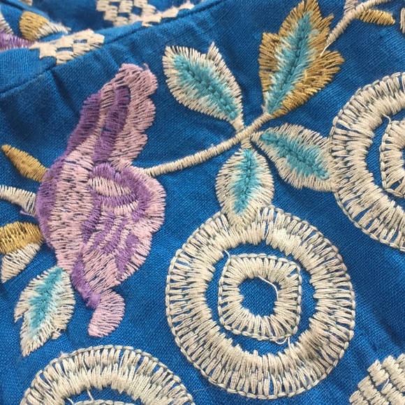 Johnny Was Blue Linen Embroidered Dress Size S - Picture 7 of 8